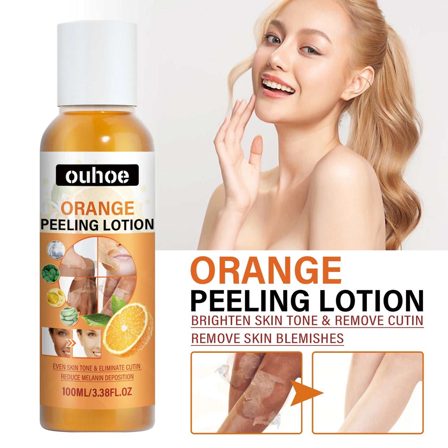 Orange Peeling Lotion For Body Dark Spots Brightening Skin
