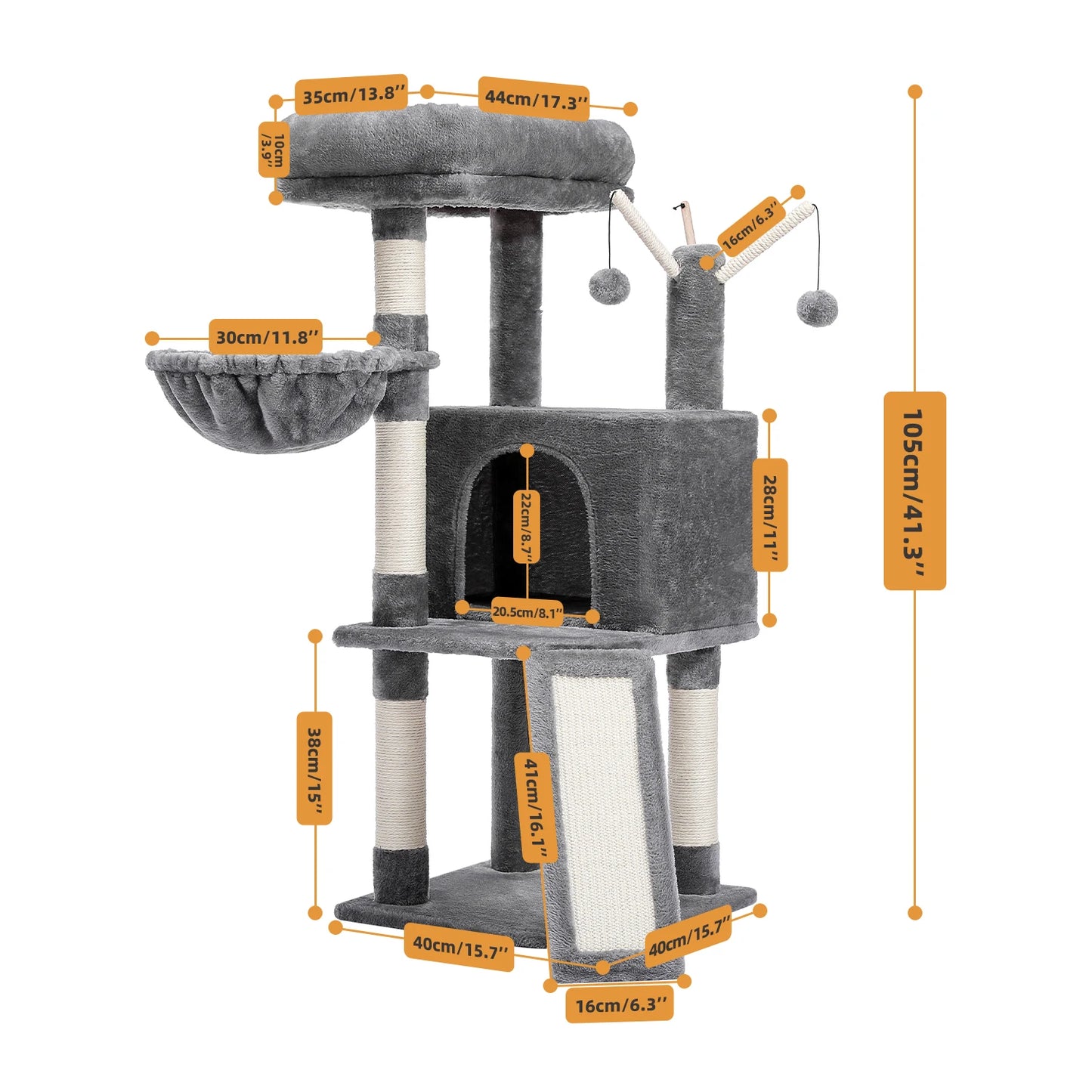 Cat Tree Tower Scratching Post Scratcher Cat House Kitten Toys with Big Conda Large High Perch Cat Hammock - Joanie B 25