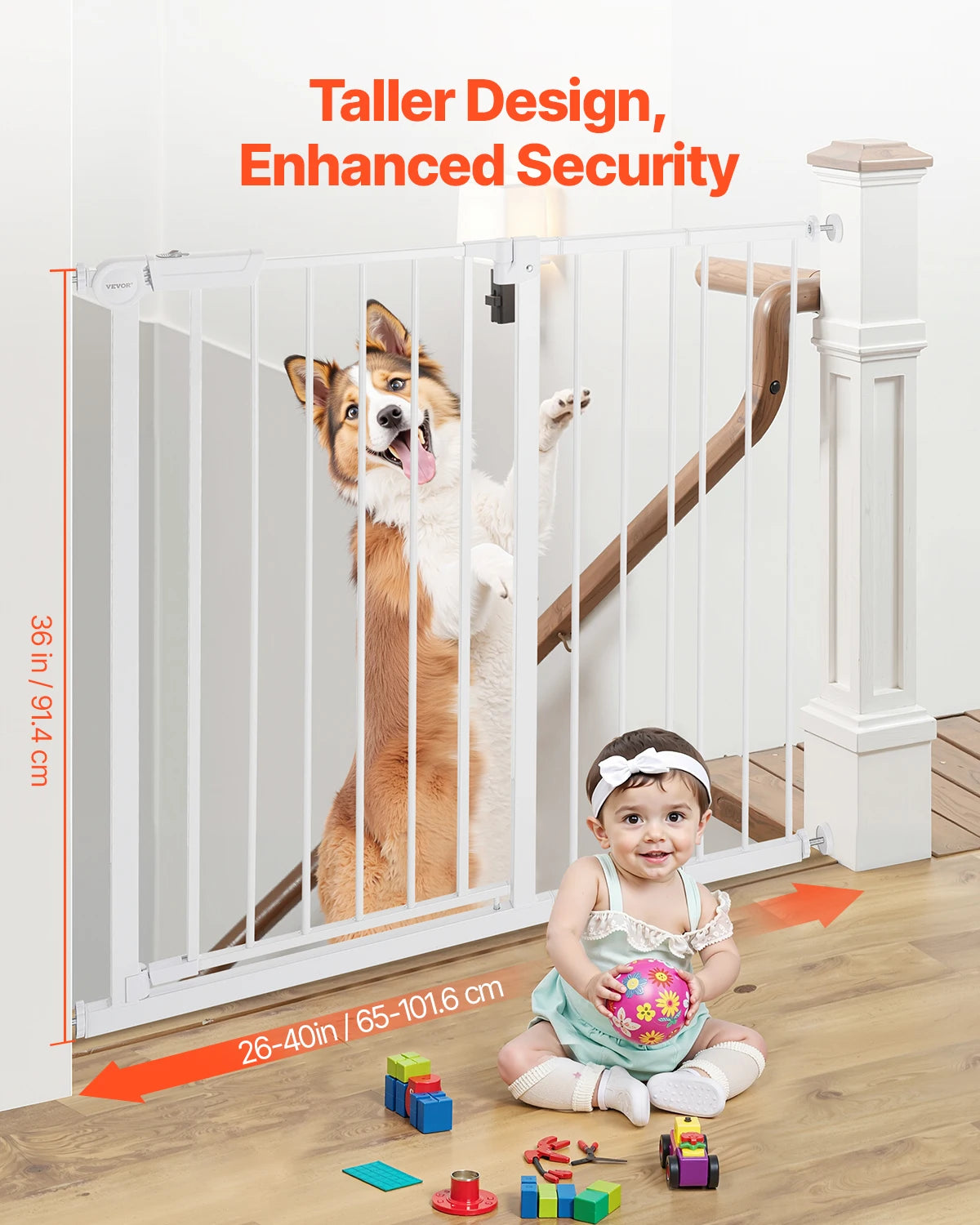 SucceBuy Baby Gate 28 30 36 Inch Walk Through Pressure Mount