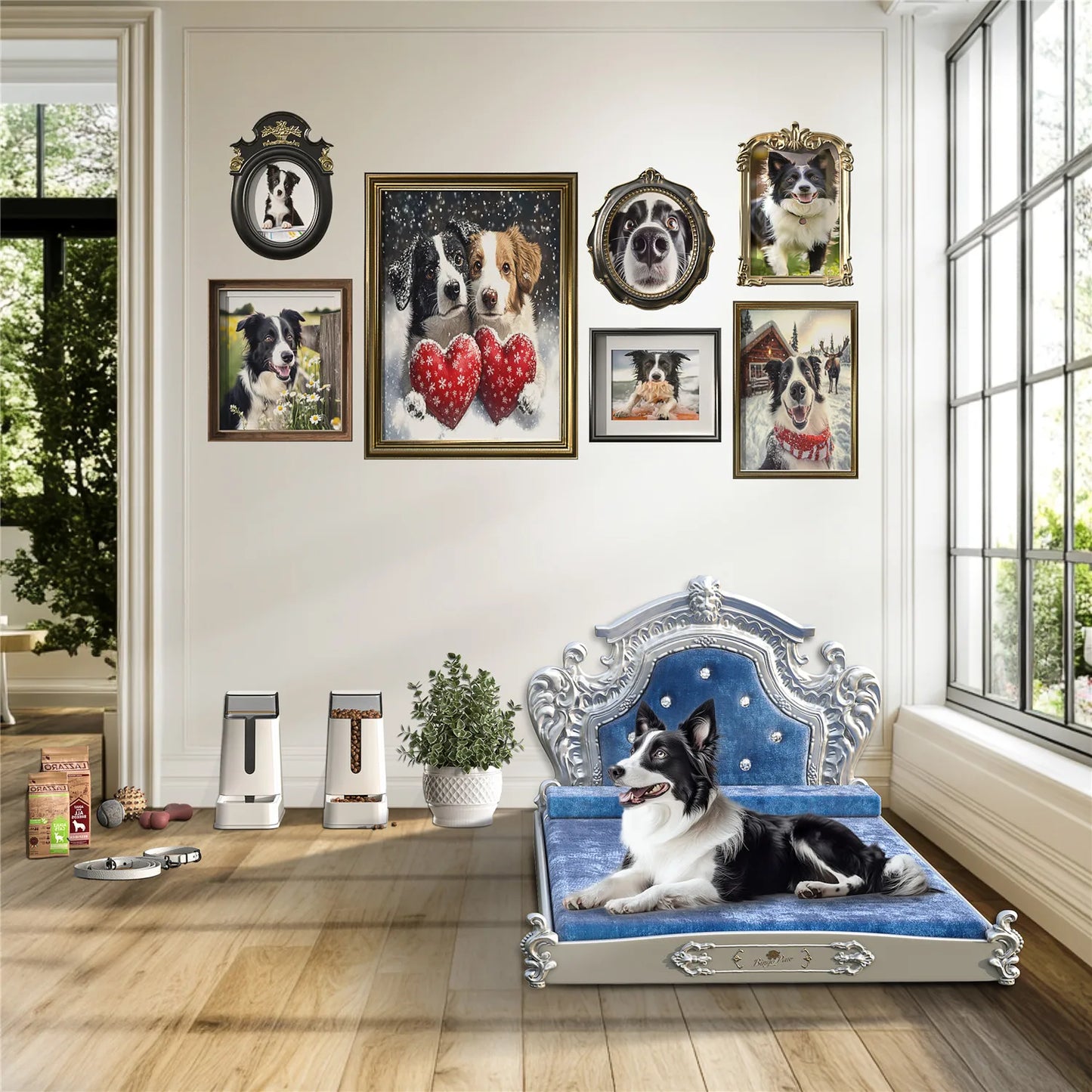 Bingopaw Luxury Pet Bed with Headboard Dutch Velvet Dog and Cat Bed European Style Noble Pet Bed - Joanie B 25