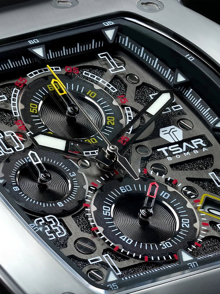 TSAR BOMBA Watch for Men Luxury Brand Tonneau Design Waterproof Clock Stainless Steel Wristwatch Fashion Rectangle Mens Watch - Joanie B 25