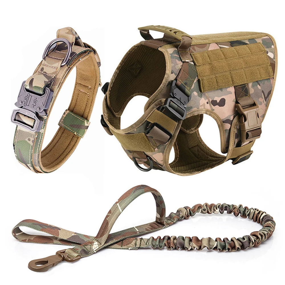 Large Dog Harness and Leash Set for German Shepherd and Malinois Training Walking Vest with Collar and Padded Breathable Mesh for Medium and Large Dogs - Joanie B 25