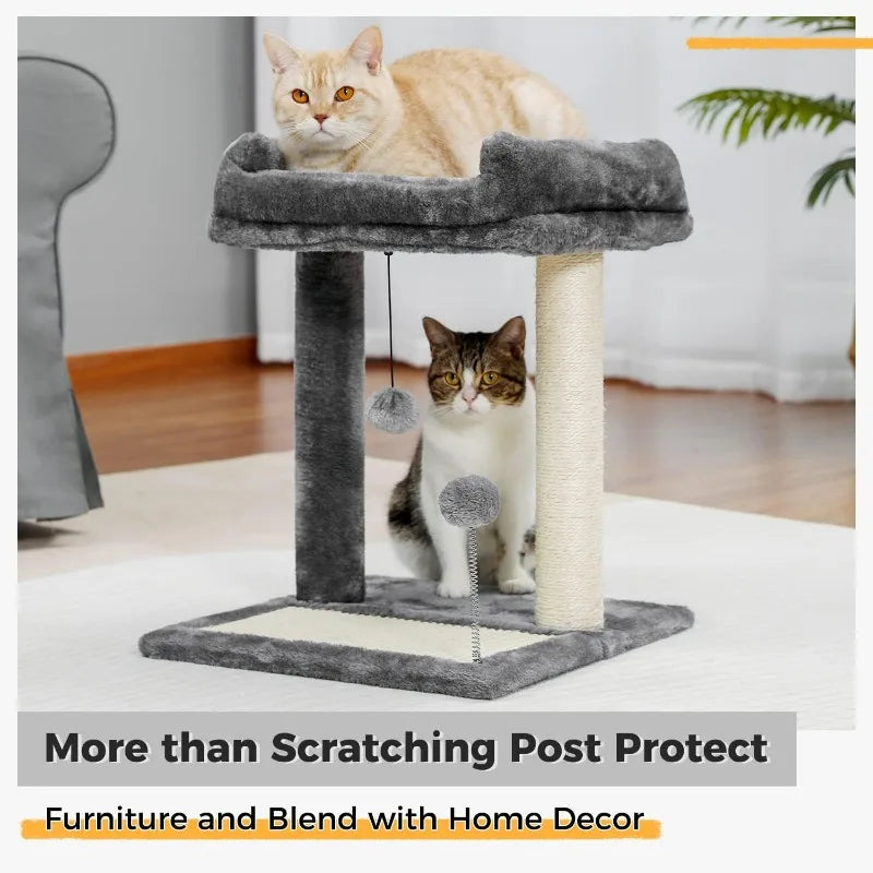 Road Cat Scratching Post Bed Small Cat Tree Tower with Cat Scratcher Pad Large Top Removable Bed and Play Ball - Joanie B 25