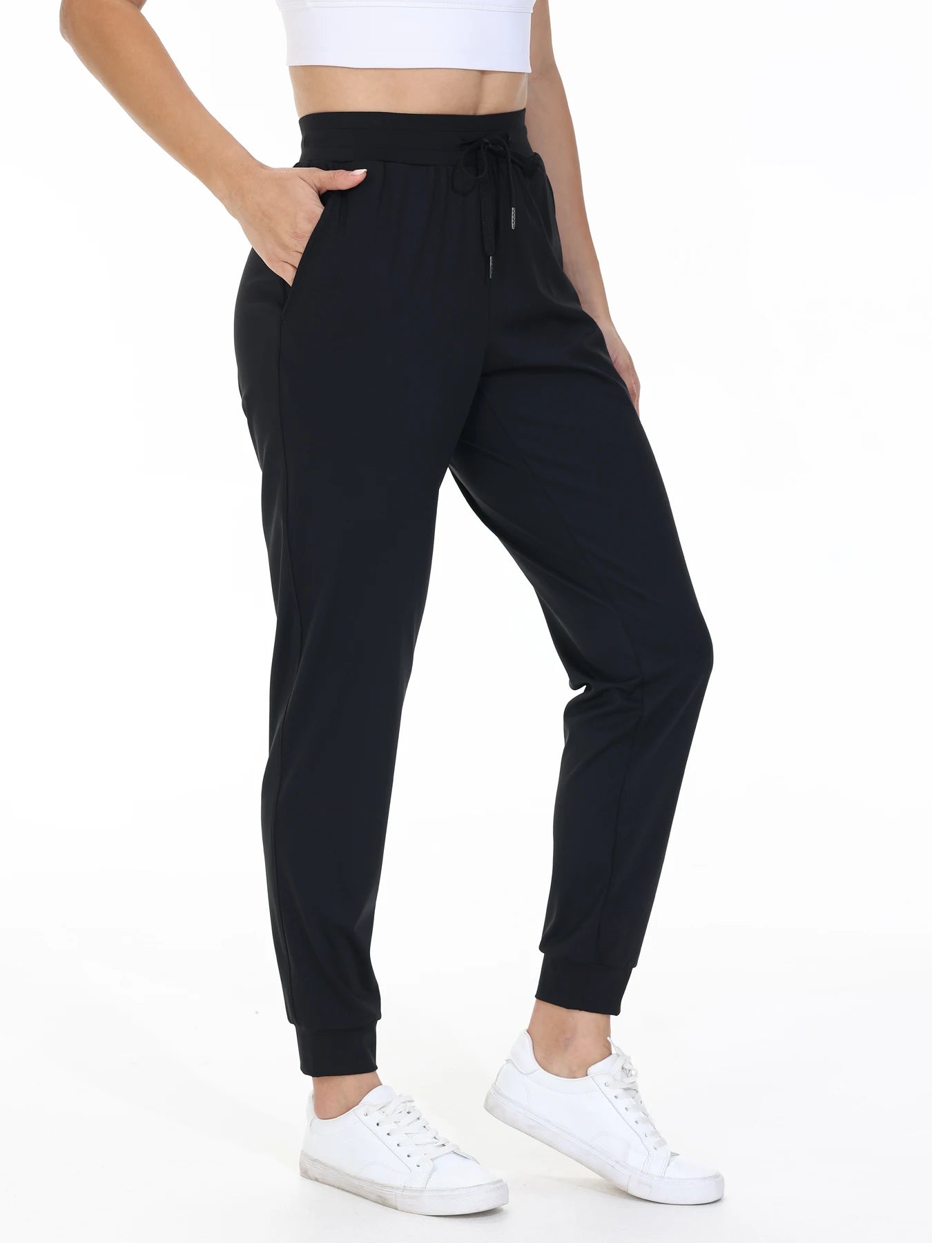 Fitness Jogging Pants Women Elastic Waist Drawstring Yoga
