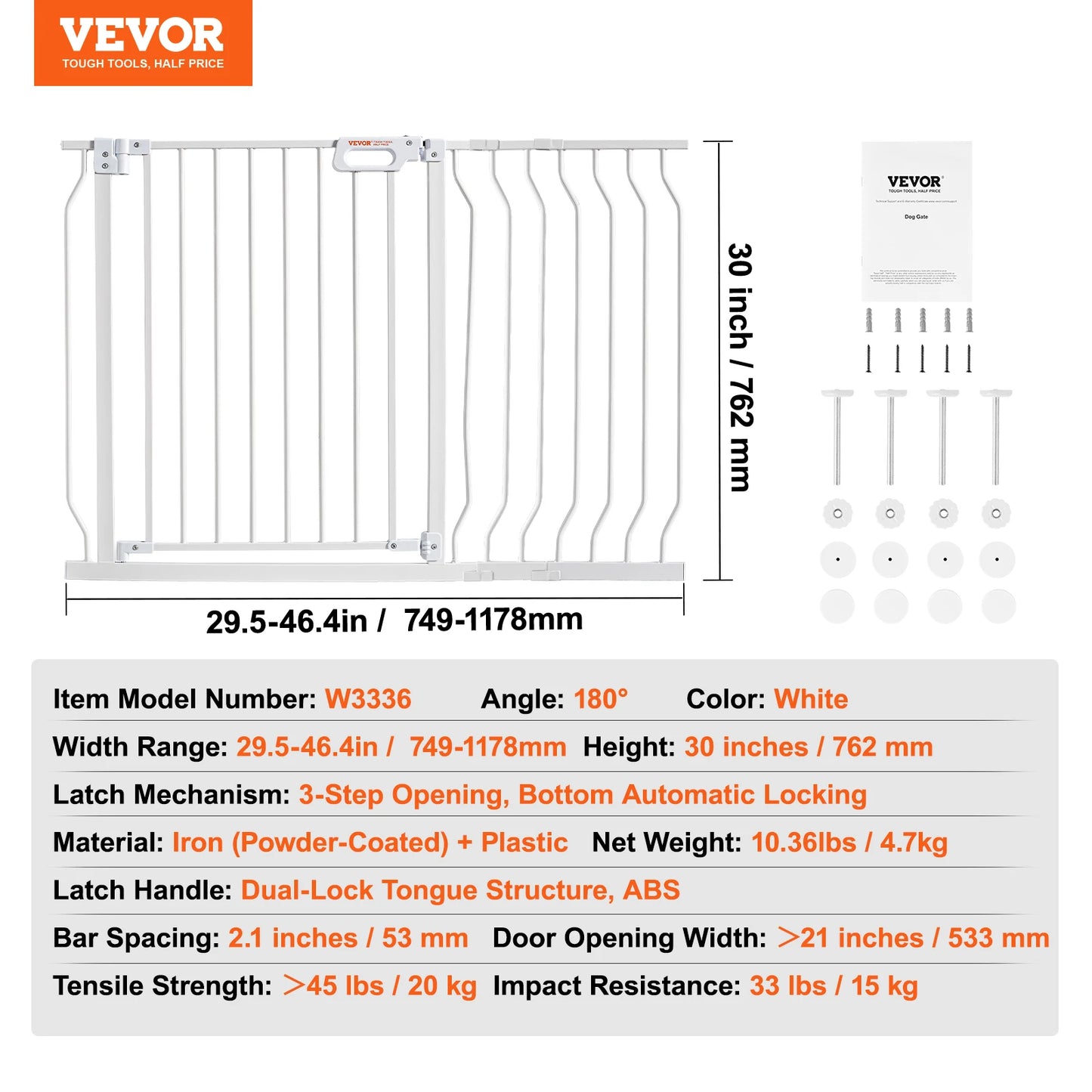 SucceBuy Baby Gate 28 30 36 Inch Walk Through Pressure Mount