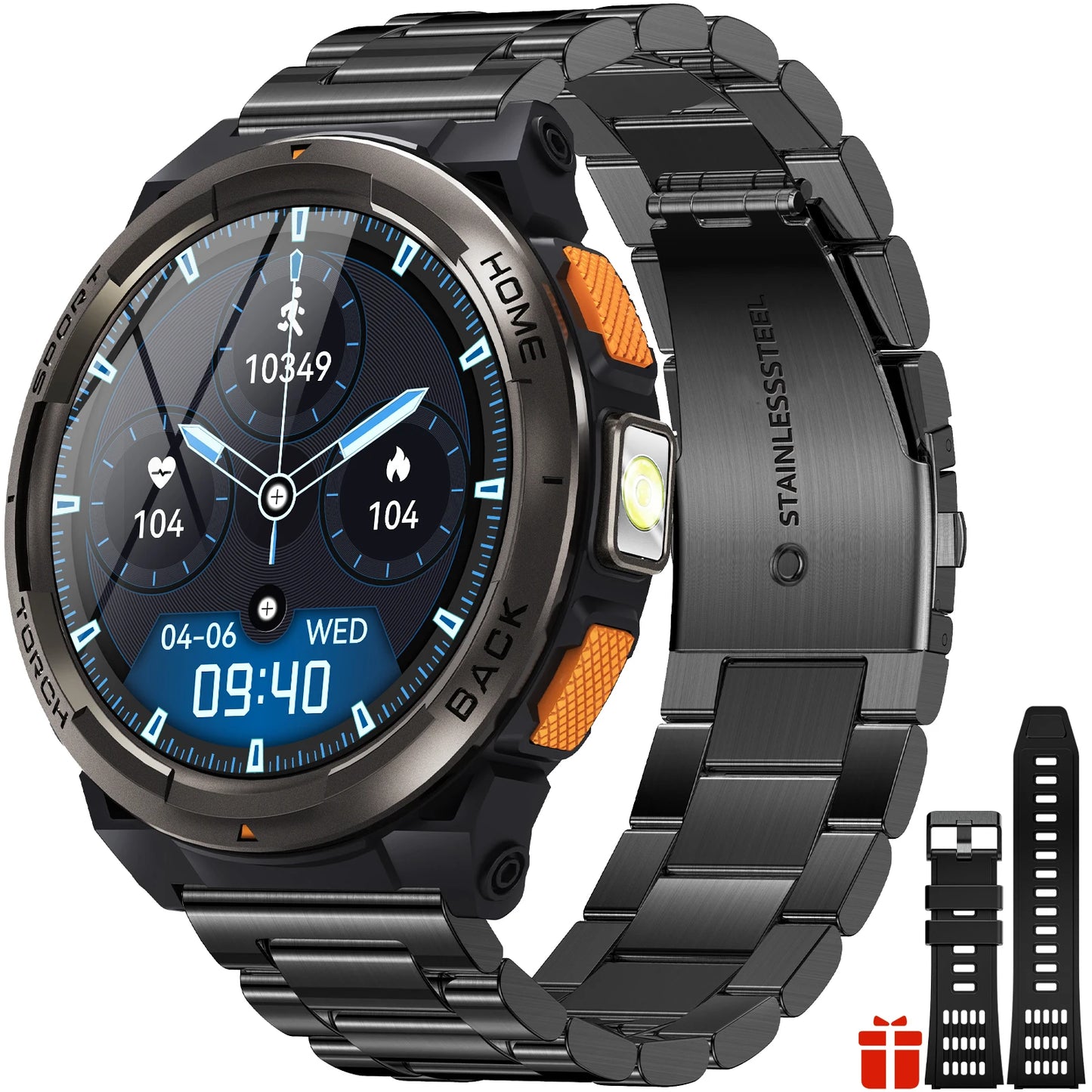 EIGIIS 1.45 Inch Smart Watch KE5 Waterproof Sports Watch with Compass Altimeter LED Flashlight - Joanie B 25