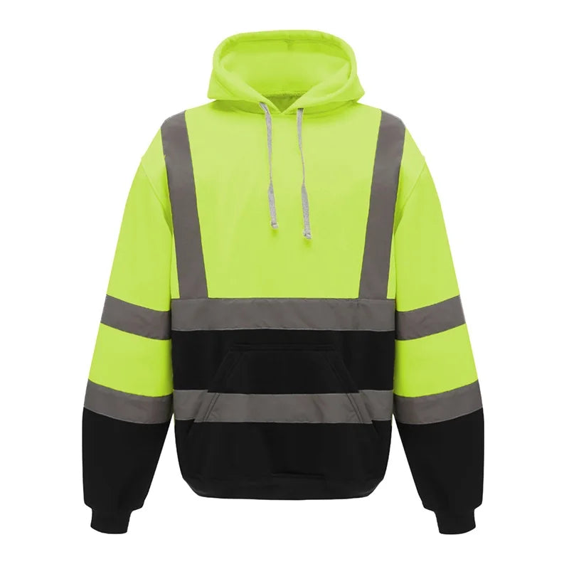 Men's Winter Reflective Hoodie Sweatshirt with Long Sleeves Geometric Pattern and High Visibility with Side Zipper - Joanie B 25