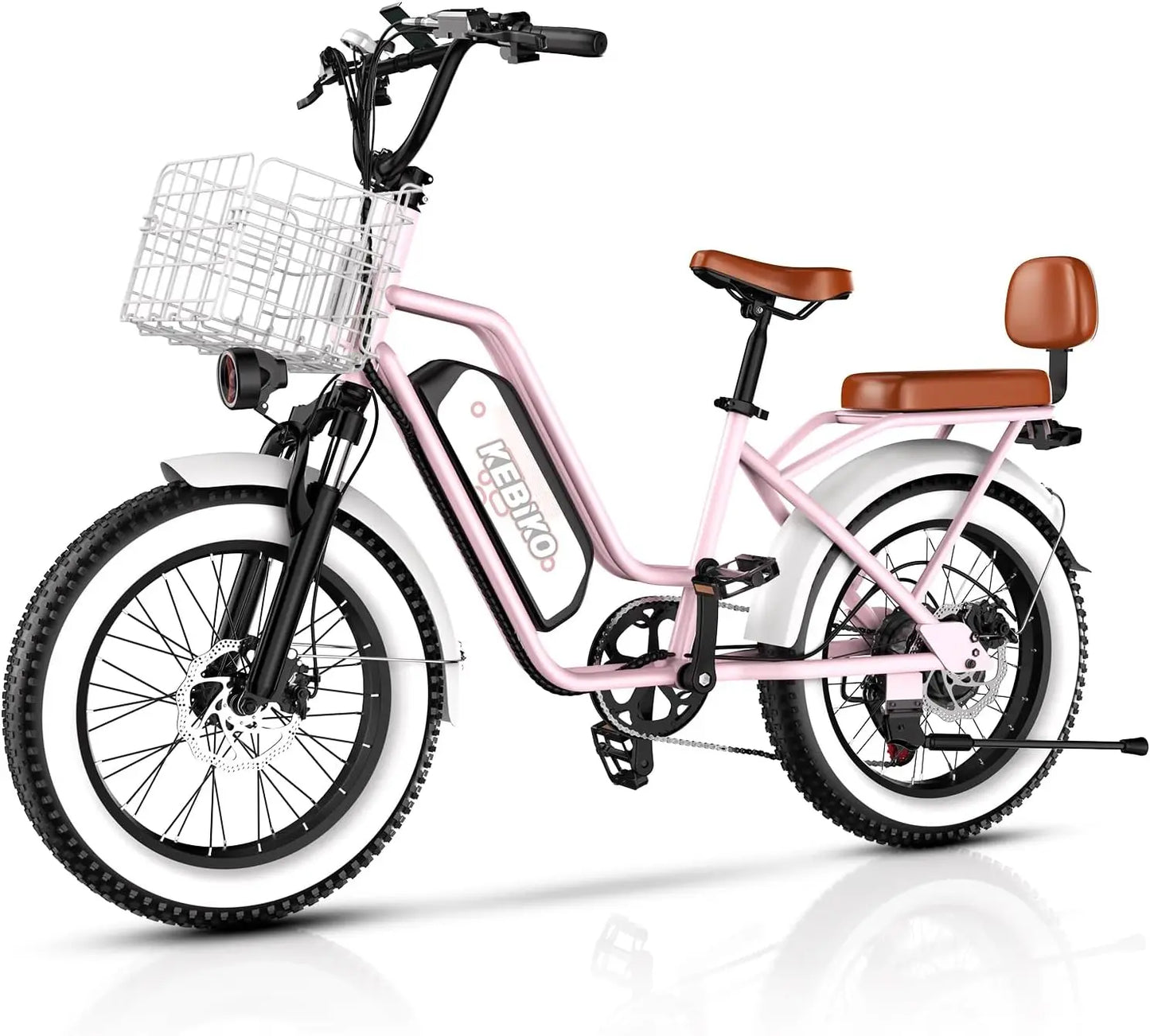 Two Seater Electric Bike with 48V 20AH Removable Battery and 20x4.0 Fat Tires for Adults Max Range 80 Miles and Speed Up to 30 MPH - Joanie B 25