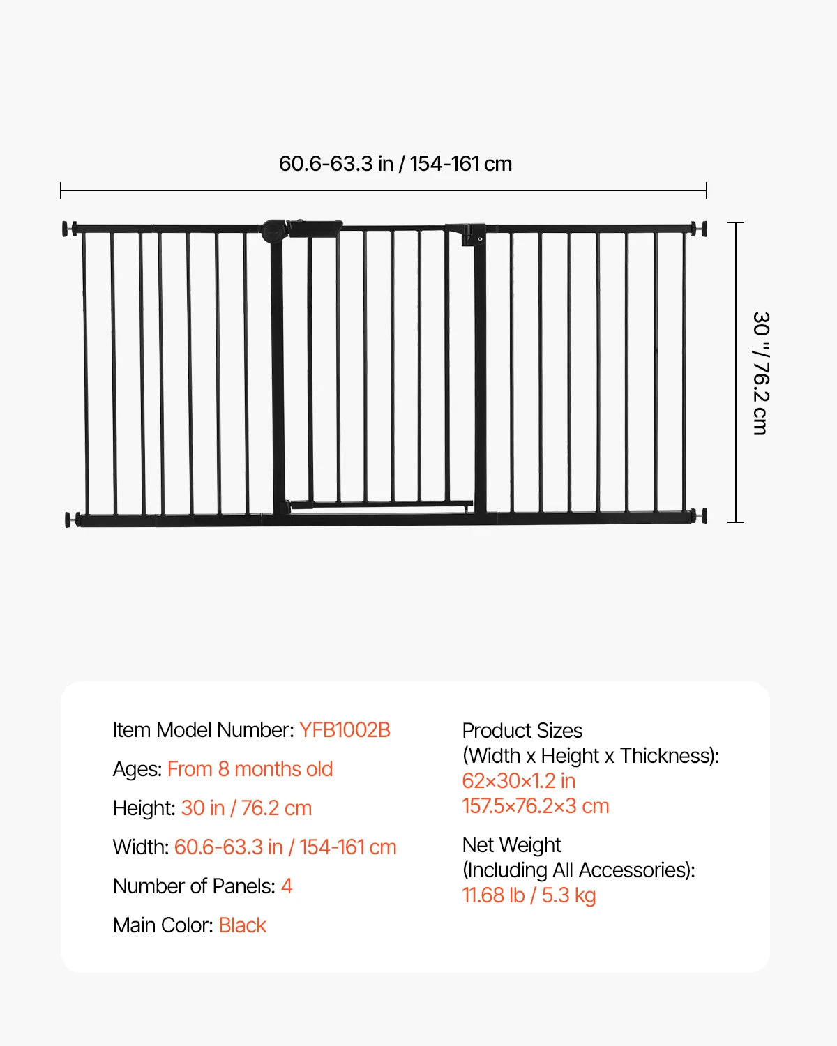 SucceBuy Baby Gate 28 30 36 Inch Walk Through Pressure Mount