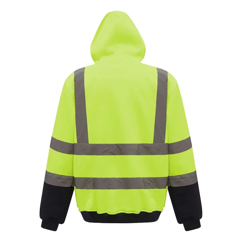 Men's Winter Reflective Hoodie Sweatshirt with Long Sleeves Geometric Pattern and High Visibility with Side Zipper - Joanie B 25
