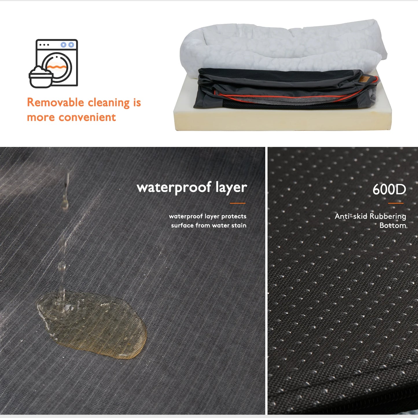 L XL 2XL 3XL Dog Bed Super Soft Orthopedic Foam Pet Bed with Cotton Padded Bolster and Removable Washable Cover - Joanie B 25