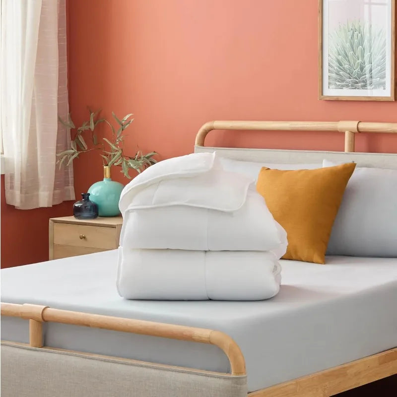 White Down Alternative Comforter and Duvet Insert , All-Season Comforter - Box Stitched Comforter - Bedding - Twin