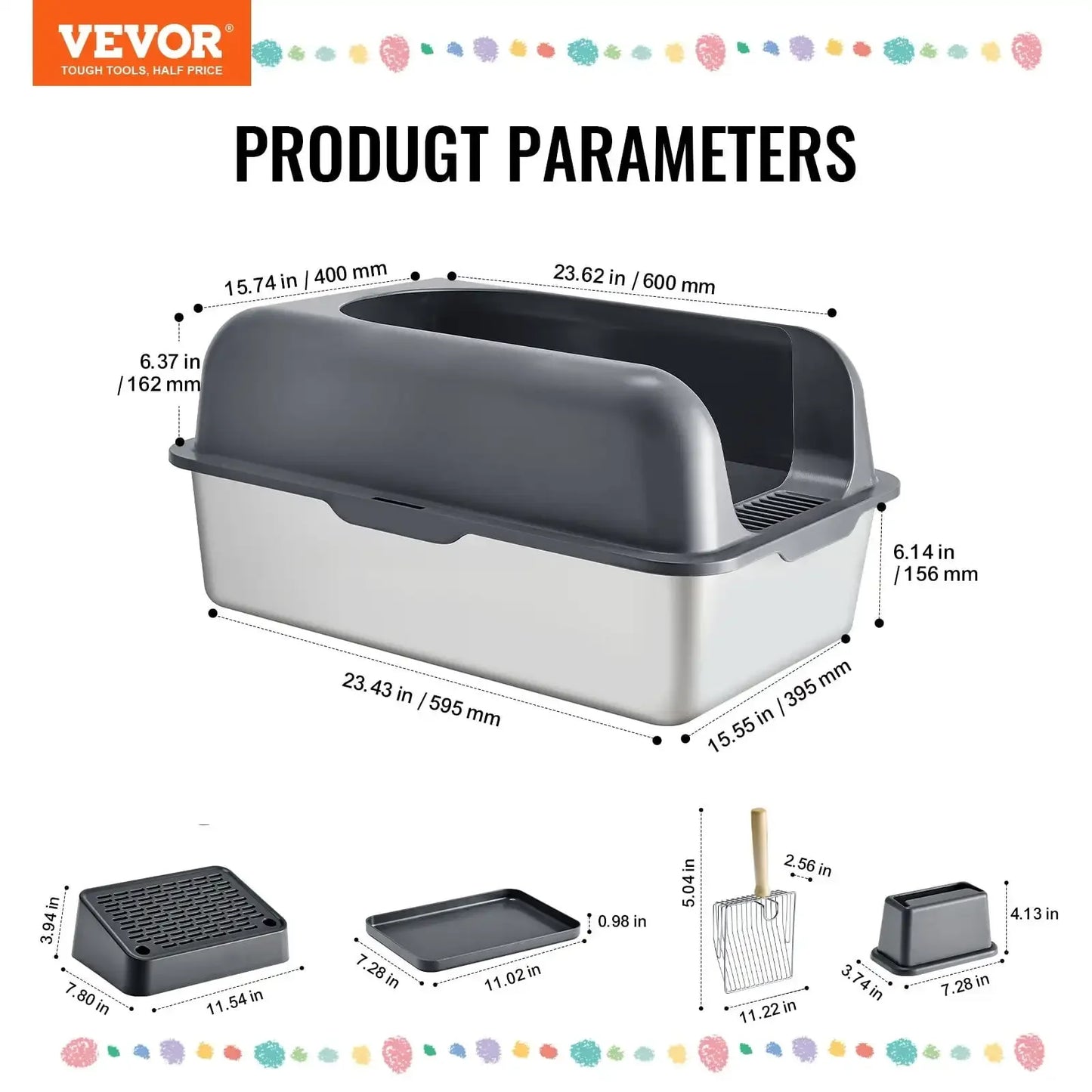 6 Inch Deep Cat Litter Box with Odor Control and Filtering Foot Board - Joanie B 25
