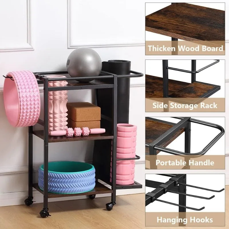 Multi-Functional Yoga Mat Storage Rack Home Gym Rack Workout Equipment Organizer for Yoga Mat Foam Roller Dumbbell and Accessories - Joanie B 25