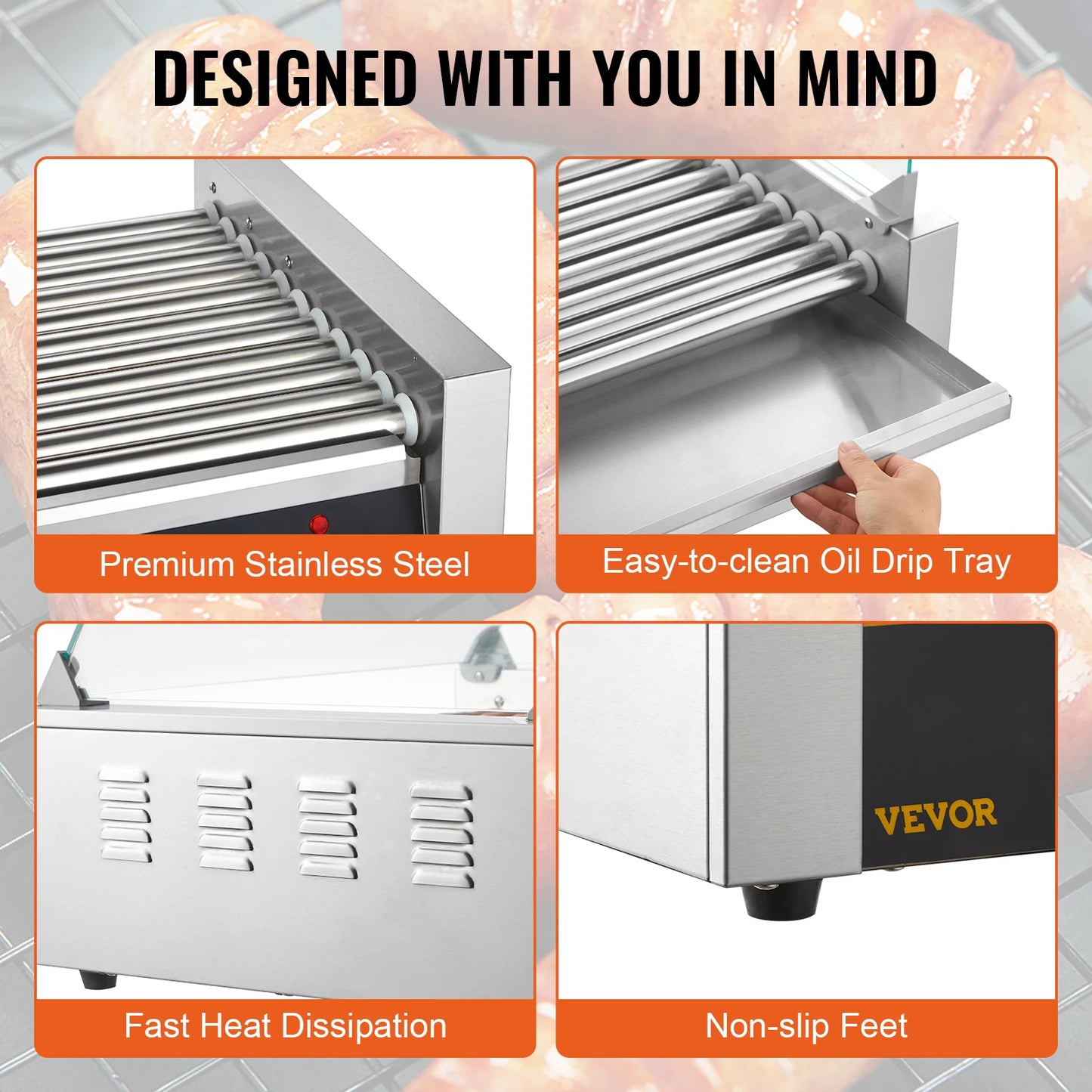Vevor 5 7 11 Rods Commercial Hot Dog Roller Electric Sausage Maker Barbecue Grill Machine for Camping Party Home Appliance 110V - Joanie B 25