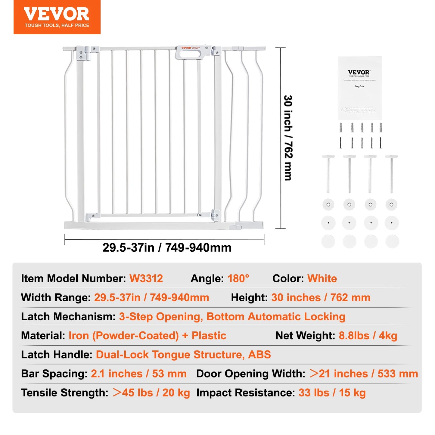 SucceBuy Baby Gate 28 30 36 Inch Walk Through Pressure Mount
