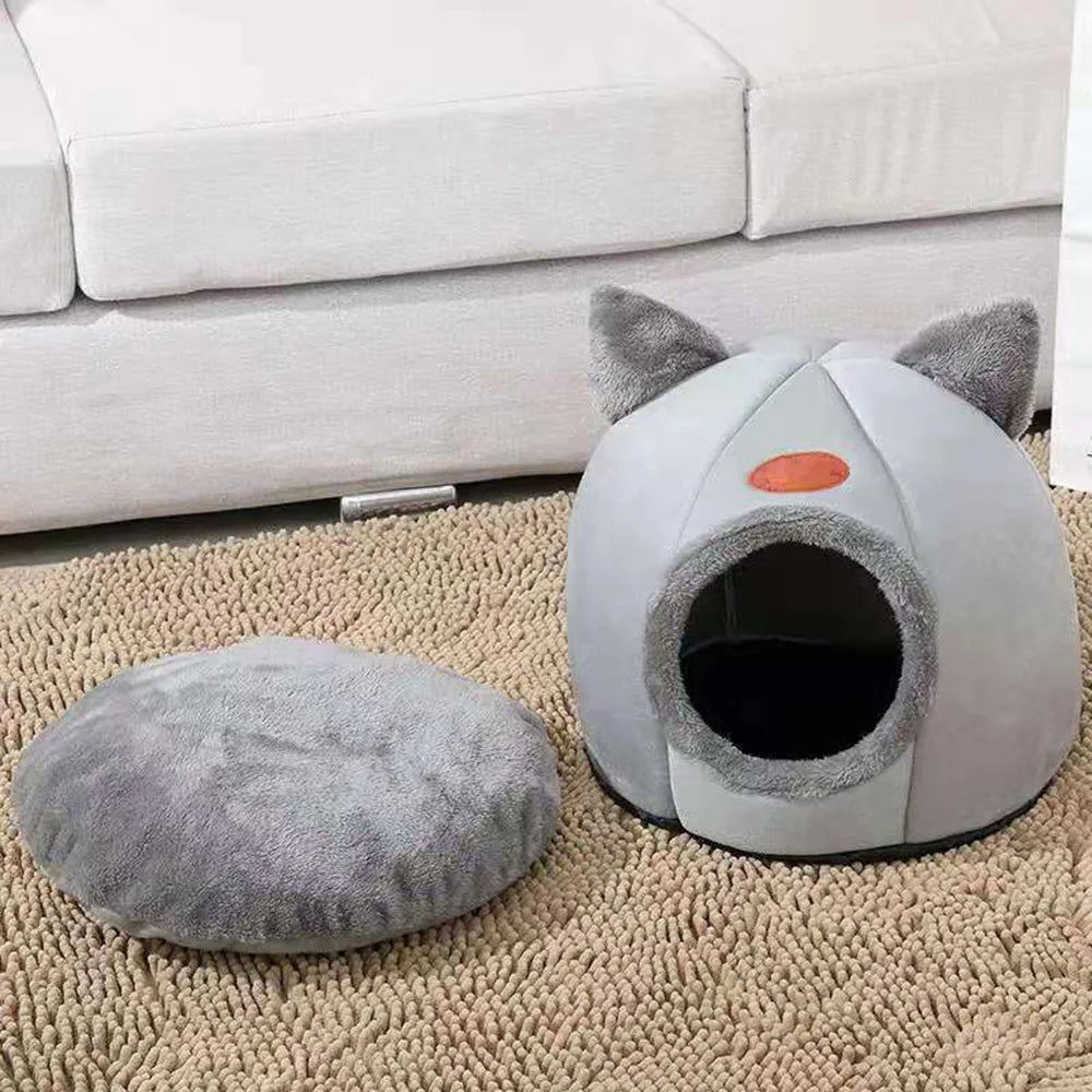 Pet Bed with Cat Ears for Small Medium and Large Cats Keep Warm in Winter Comfortable and Soft Machine Washable - Joanie B 25
