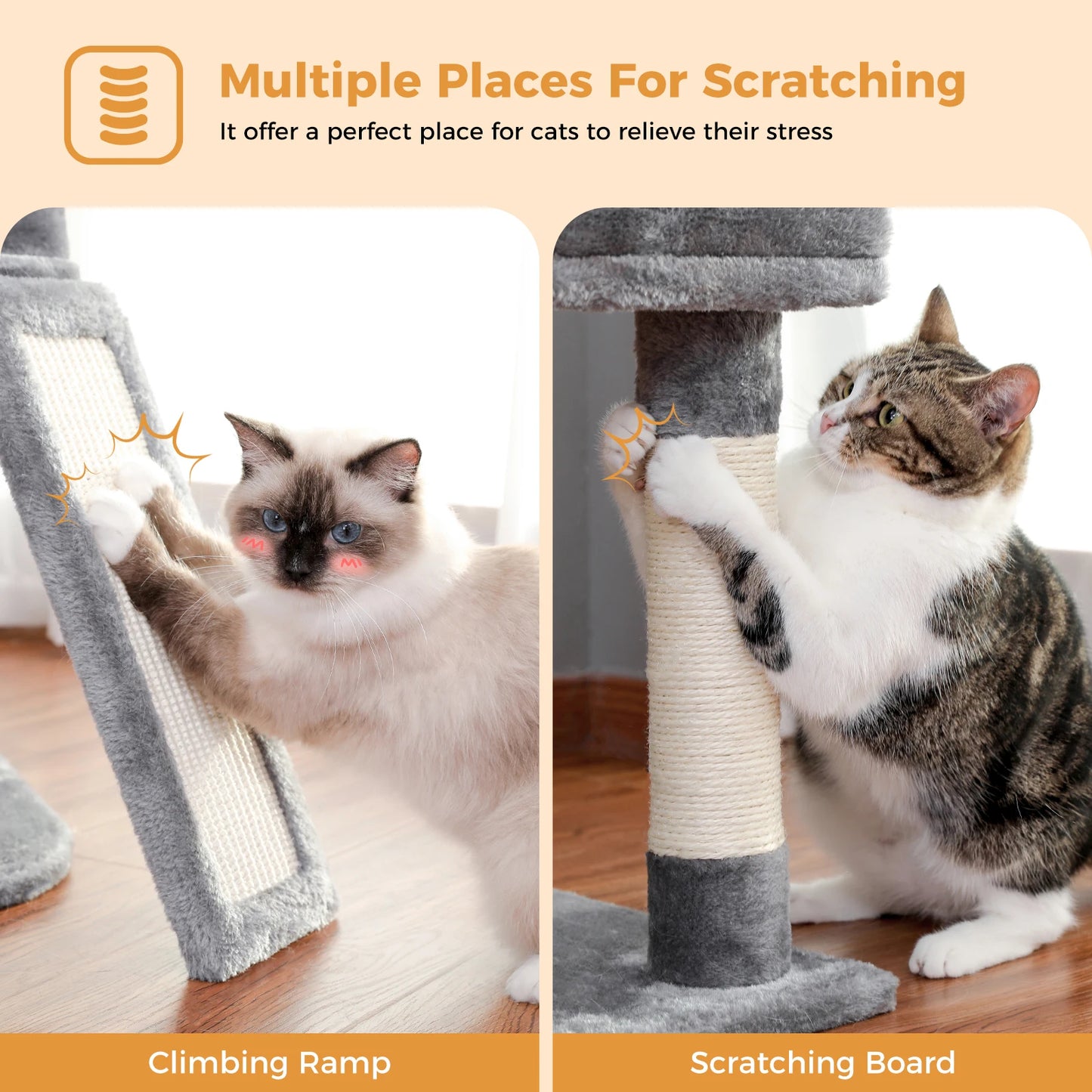Cat Tree Tower Scratching Post Scratcher Cat House Kitten Toys with Big Conda Large High Perch Cat Hammock - Joanie B 25