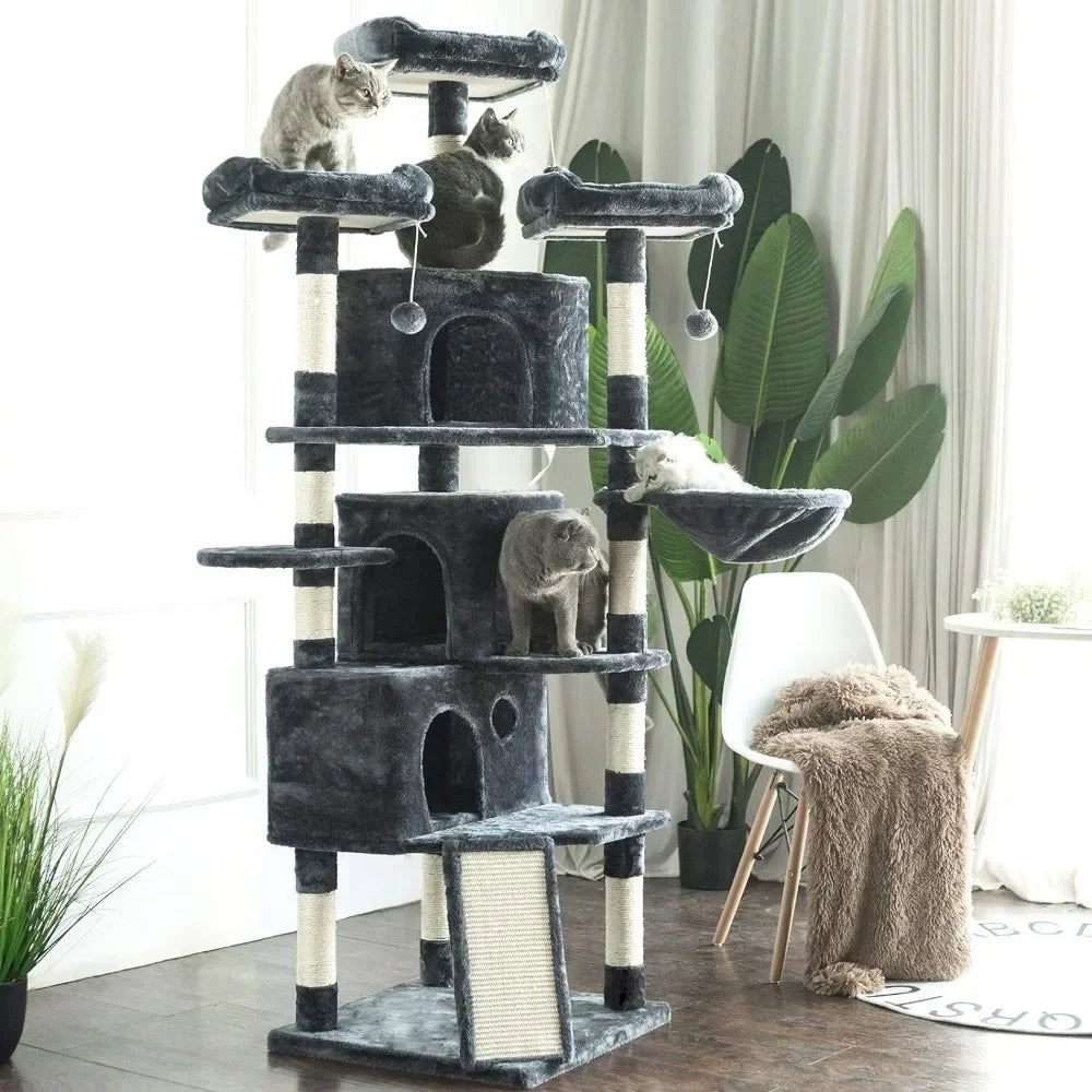 Cat Tree 73.4 Inch Cat Tower With 3 Caves Toys for Cats XL Size with 3 Cozy Perches and Scratcher - Joanie B 25