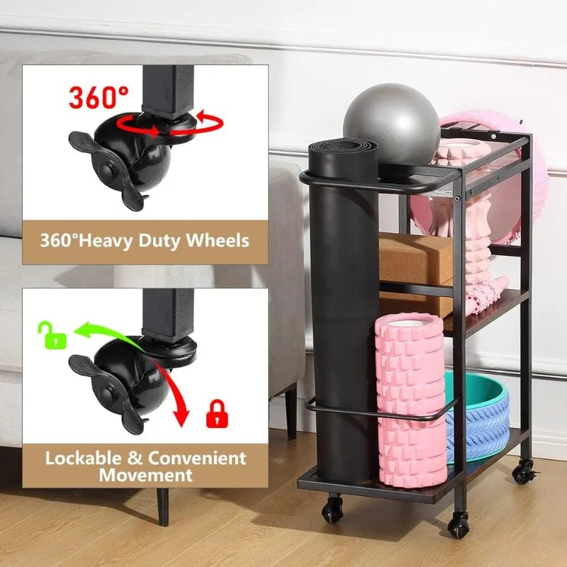 Multi-Functional Yoga Mat Storage Rack Home Gym Rack Workout Equipment Organizer for Yoga Mat Foam Roller Dumbbell and Accessories - Joanie B 25