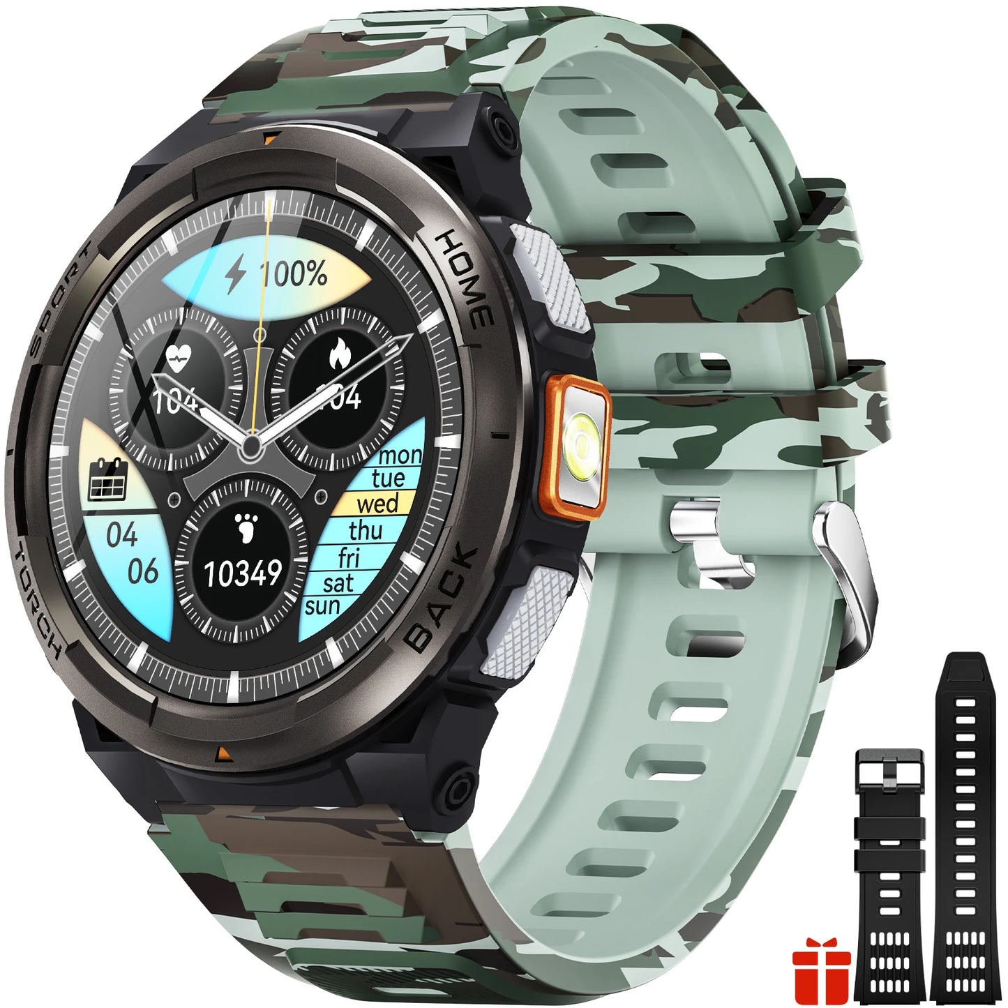 EIGIIS 1.45 Inch Smart Watch KE5 Waterproof Sports Watch with Compass Altimeter LED Flashlight - Joanie B 25