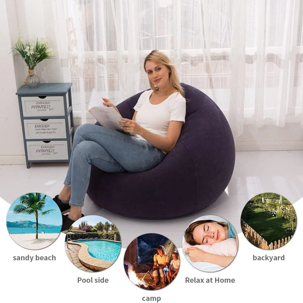 Large Lazy Inflatable Sofa Chair PVC Lounger Seat Bean Bag Sofa Pouf Couch Tatami Garden Outdoor Camping Furniture - Joanie B 25