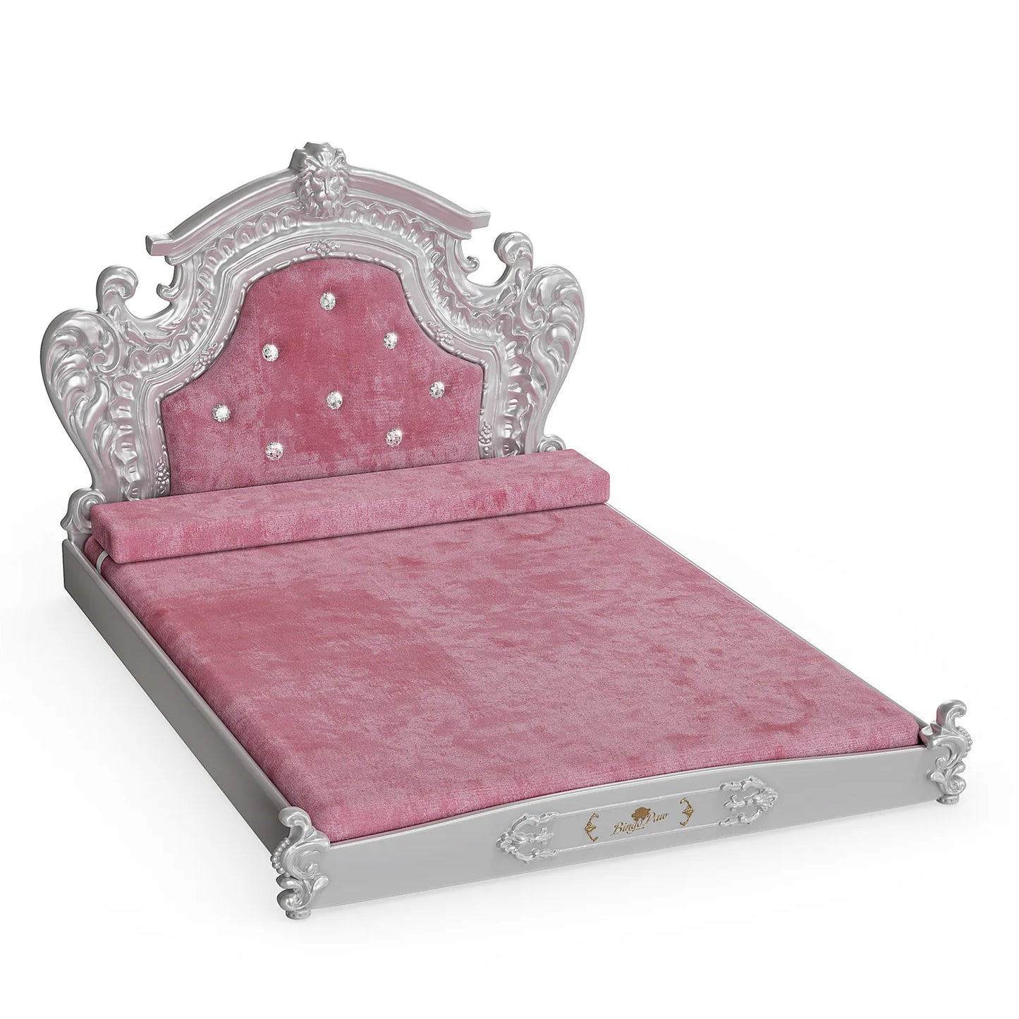 Bingopaw Luxury Pet Bed with Headboard Dutch Velvet Dog and Cat Bed European Style Noble Pet Bed - Joanie B 25