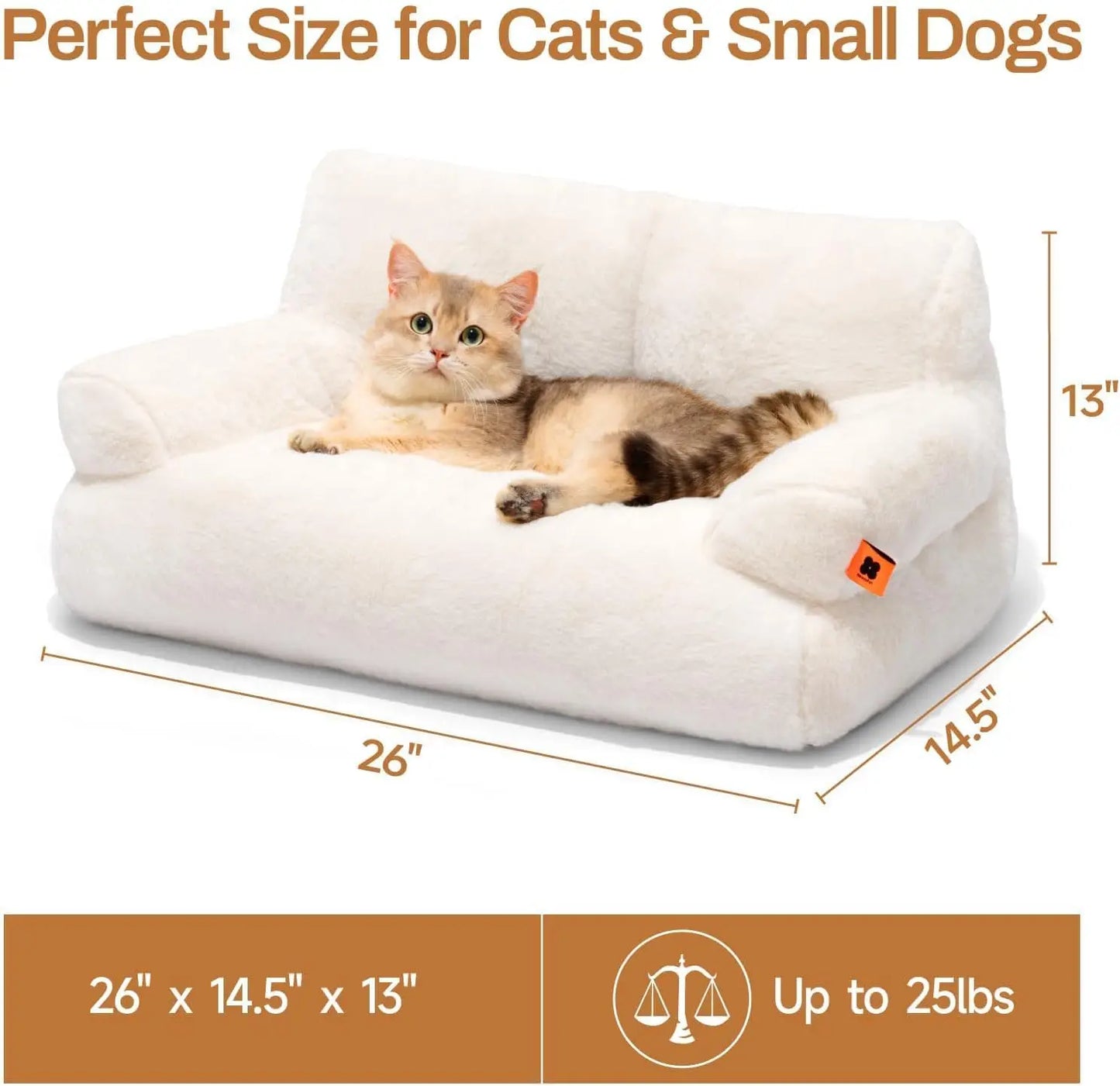 Mewoofun Pet Couch Bed 26x19x13 Inch Washable Fluffy Cat and Small Dog Bed for Pets Up to 25 Pounds Black and White - Joanie B 25