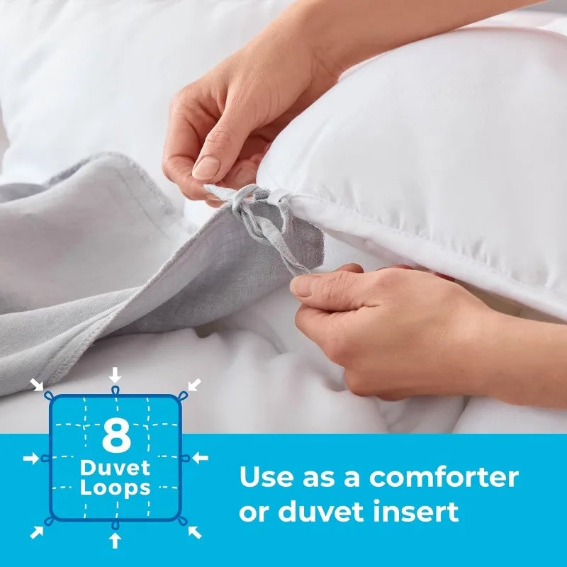 White Down Alternative Comforter and Duvet Insert , All-Season Comforter - Box Stitched Comforter - Bedding - Twin