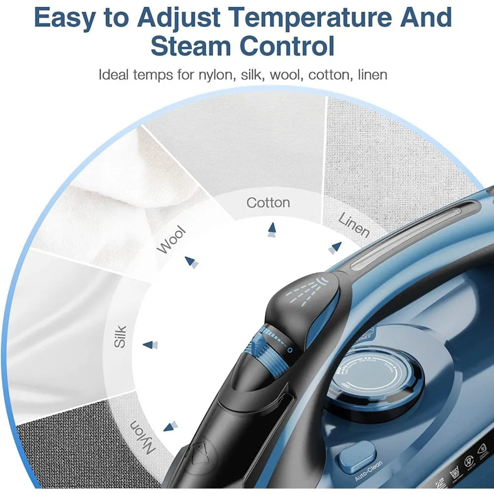 Steam Iron for Clothes with Rapid Heating Ceramic Coated Soleplate 1700W Precise Thermostat Dial Self Cleaning Auto Off - Joanie B 25