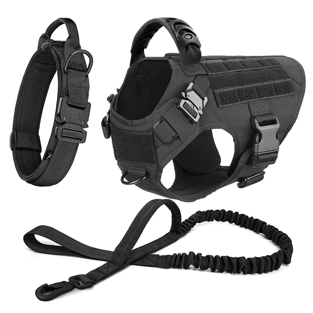 Large Dog Harness and Leash Set for German Shepherd and Malinois Training Walking Vest with Collar and Padded Breathable Mesh for Medium and Large Dogs - Joanie B 25