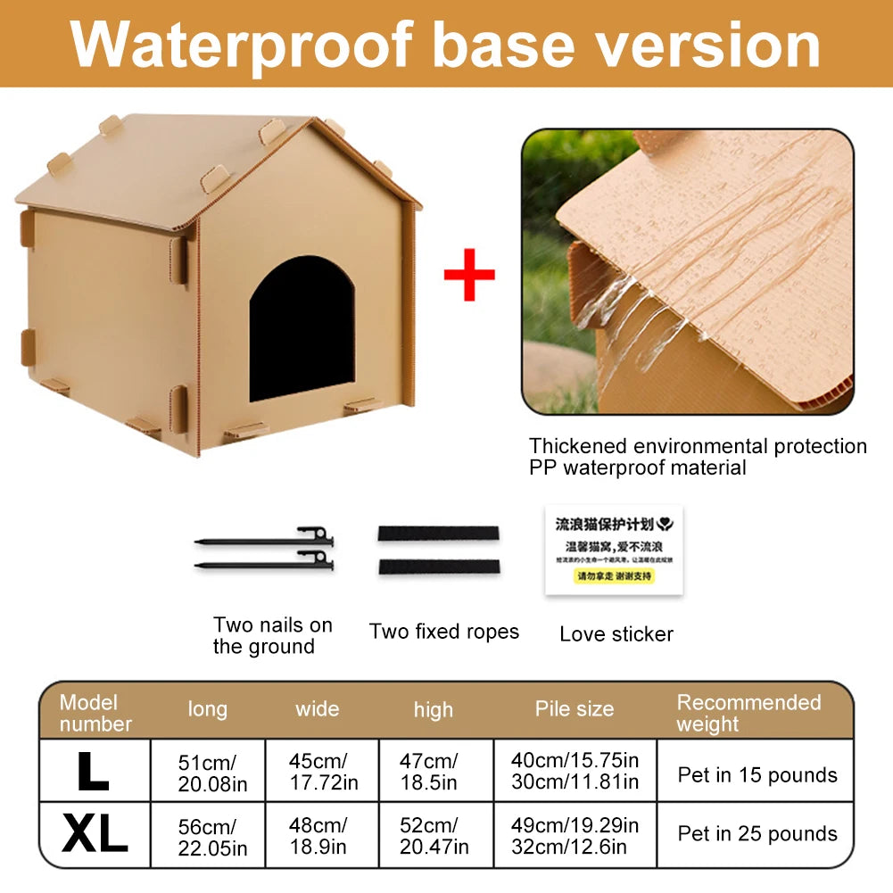 Stray Cats House Weatherproof Outside Cat House Warm Shelter Collapsible Insulated Pet House for Indoor and Outdoor Use - Joanie B 25