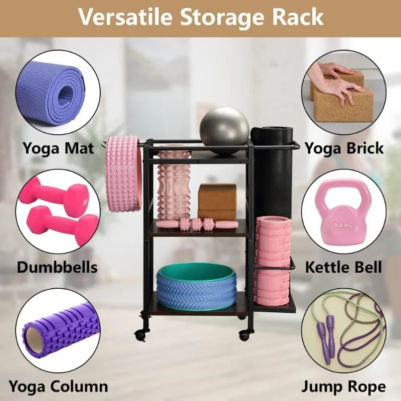 Multi-Functional Yoga Mat Storage Rack Home Gym Rack Workout Equipment Organizer for Yoga Mat Foam Roller Dumbbell and Accessories - Joanie B 25
