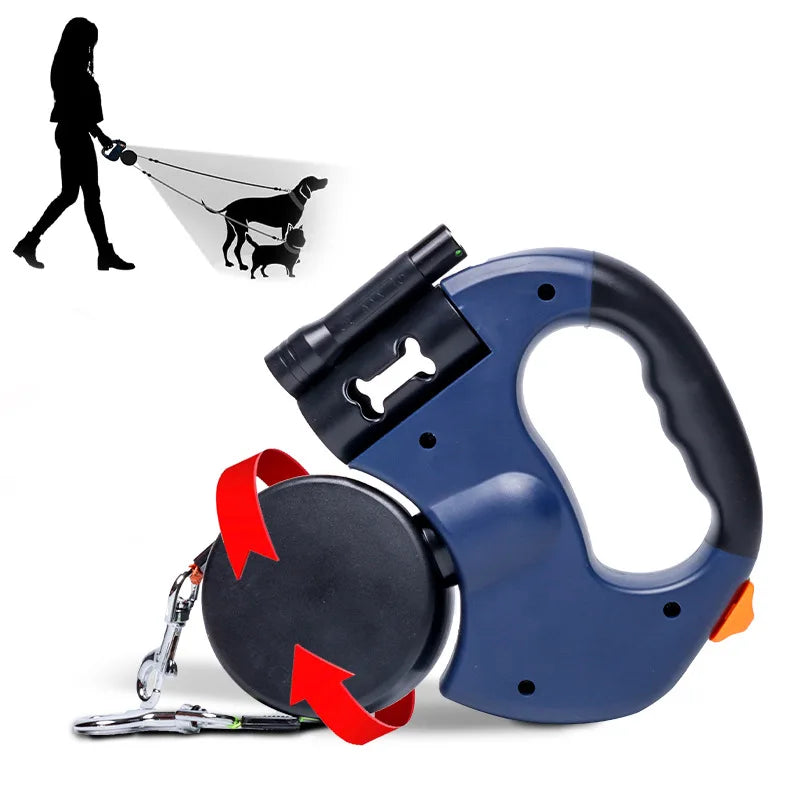 Automatic Retractable Two-End Pet Leash with Flashlight Easy to Walk Your Dog - Joanie B 25