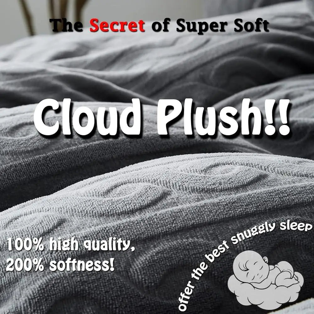 Luxury Faux Fur Comforter Cover Set 3 Pcs Soft Plush Duvet Cover King Size Embossed Bedding Set All Seasons Cozy Quilt Cover