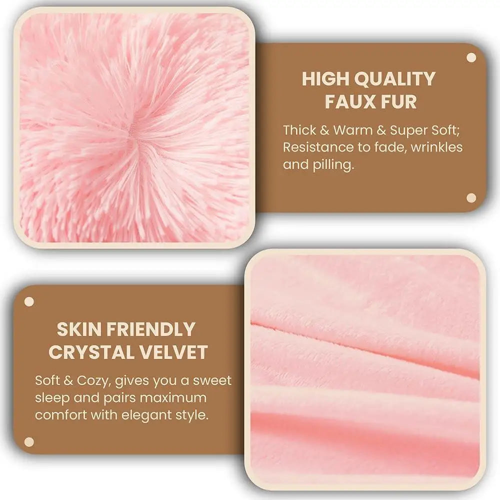 Luxury Shaggy Faux Fur Duvet Cover Set Soft Fluffy Comforter Cover 3 Piece Bedding Set Hidden Zipper Cozy Plush Touch