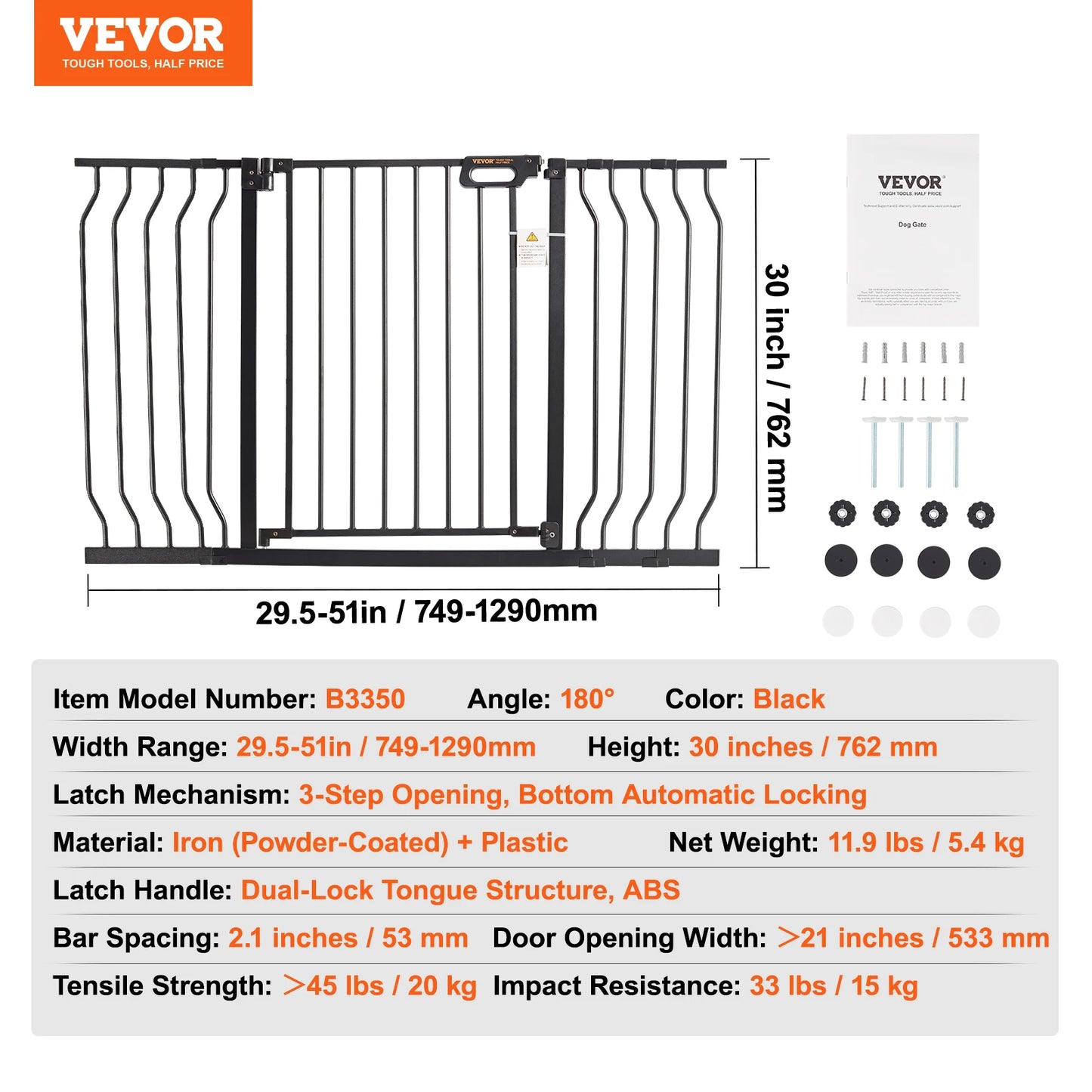 SucceBuy Baby Gate 28 30 36 Inch Walk Through Pressure Mount