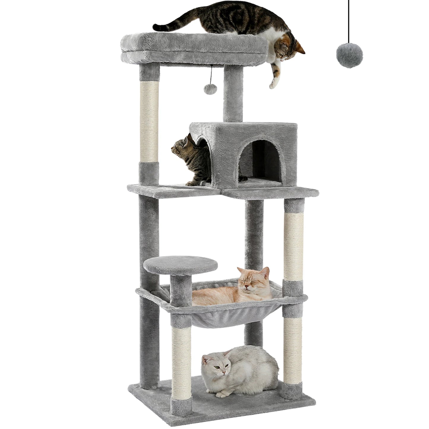 Multi Level Cat Tree with Scratching Posts Cozy Hammock Plush Cat Tower for Indoor Cat Condo Bed and Accessories - Joanie B 25