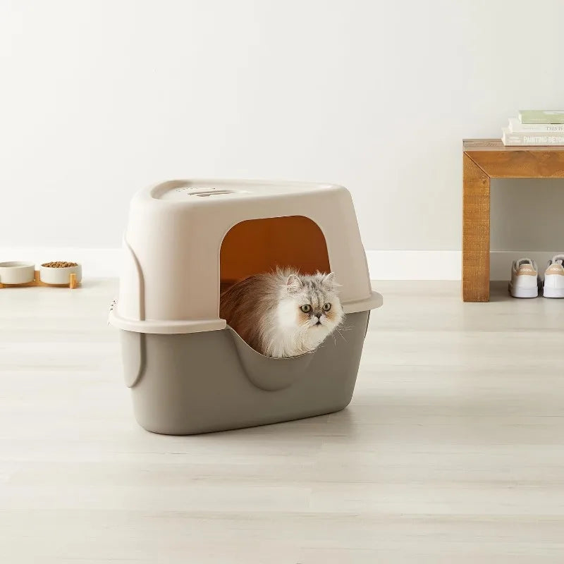 Amazon Basics Cat Litter Box with Lid No Mess Standard Unisex Charcoal 26 Inch x 23 Inch x 20 Inch - Joanie B 25