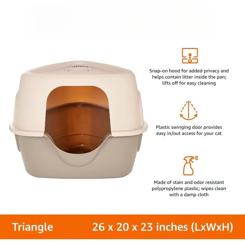Amazon Basics Cat Litter Box with Lid No Mess Standard Unisex Charcoal 26 Inch x 23 Inch x 20 Inch - Joanie B 25