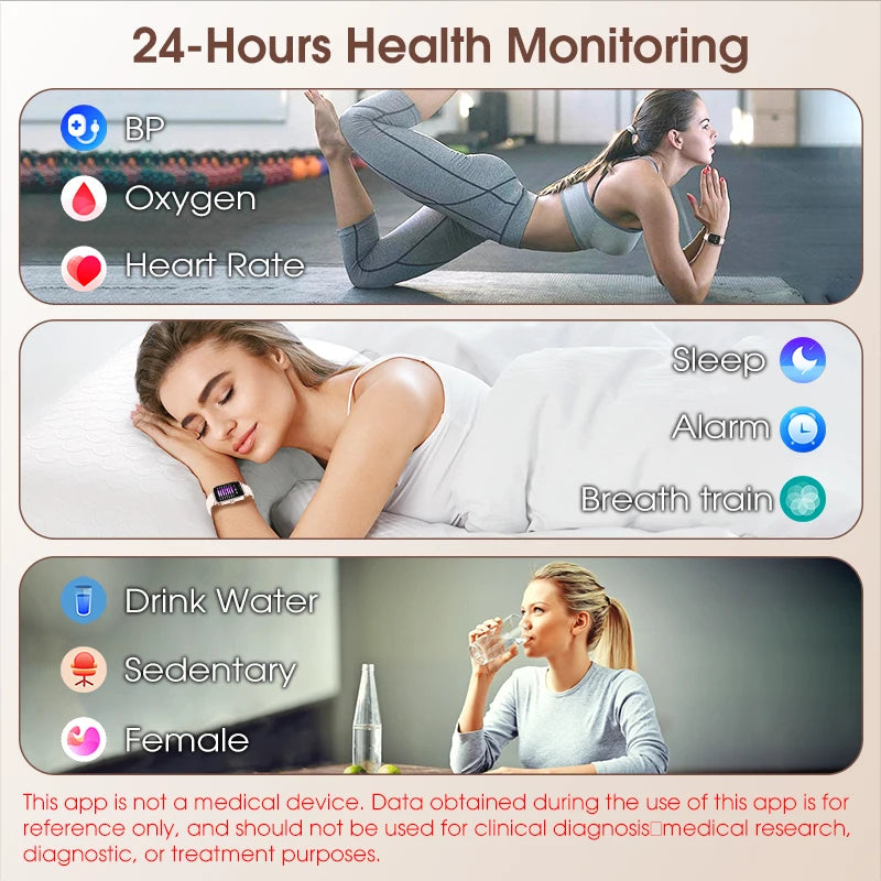 Smart Watch for Women Stylish Fitness Tracker with Heart Rate Monitor Message Notifications Multi Sport Mode and Music Playback - Joanie B 25