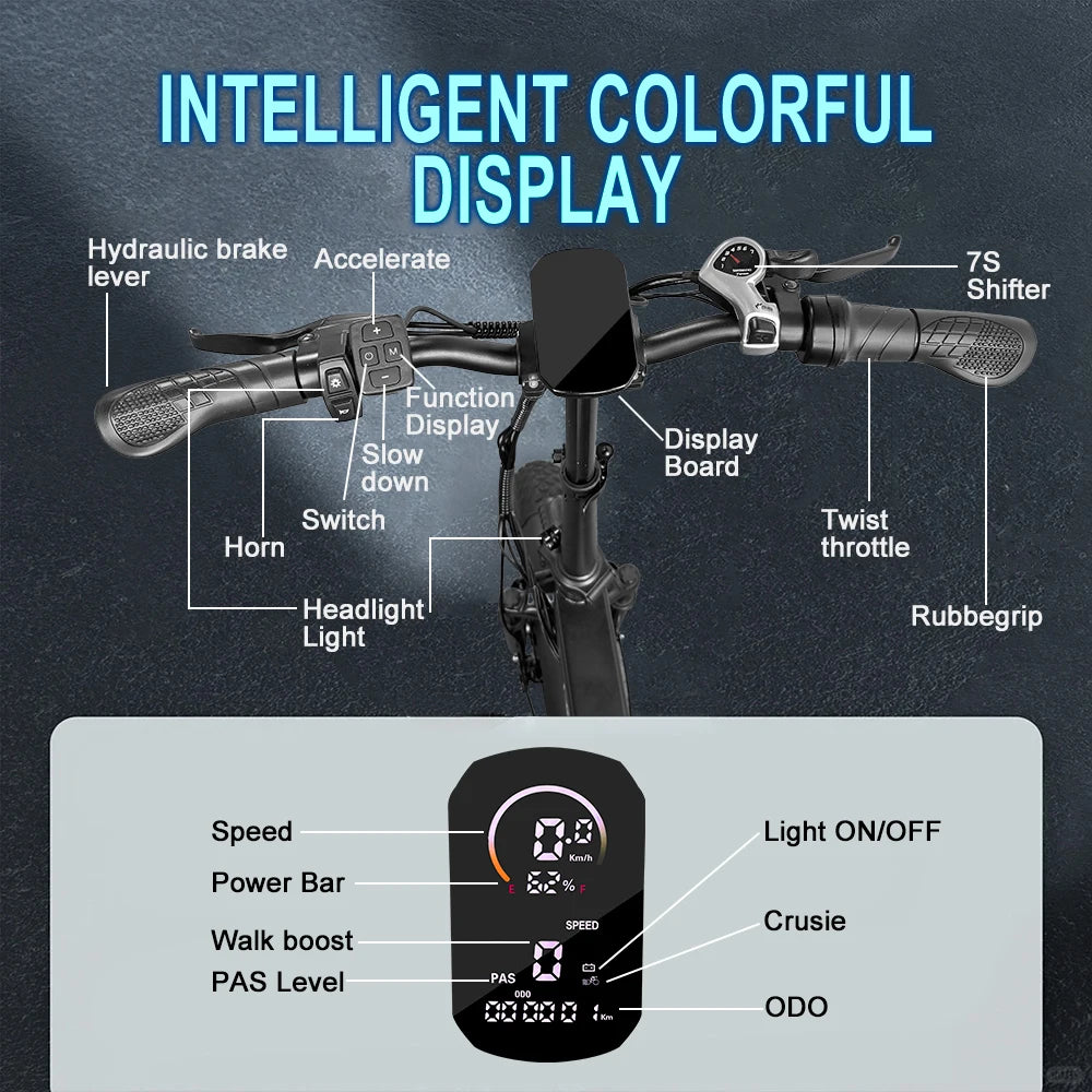 IDOTATA Ebike A2 Electric Bike 750W Motor 48V 20AH Lithium Battery Folding 20 Inch Fire Tire Adult MTB E Bike - Joanie B 25
