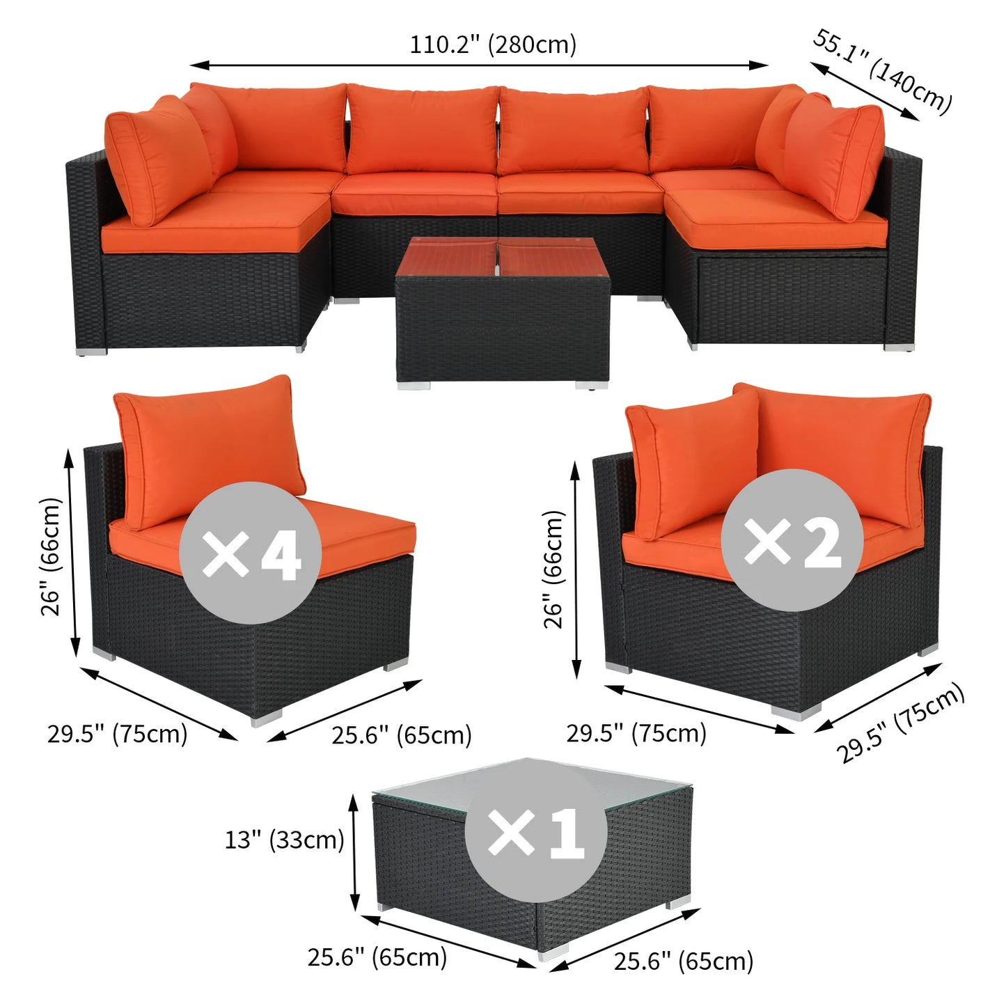 Outdoor Naga Bahna Patio Furniture 8 Piece Outdoor Sectional Sofa PE Rattan Wicker Conversation Set with Thick Cushions - Joanie B 25