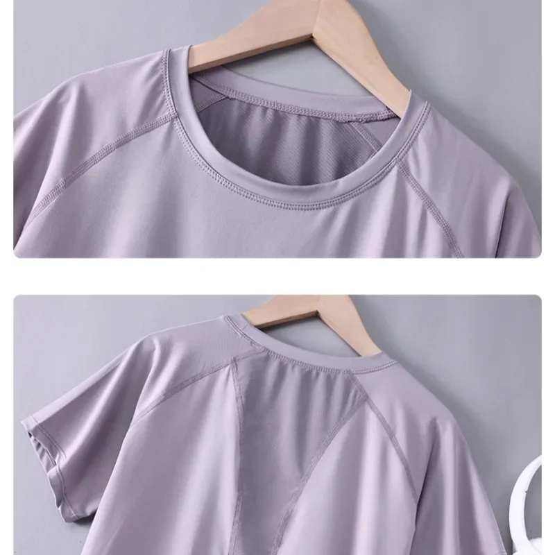 2 Piece Yoga Set Women Summer Sportswear Short Sleeve Top And Shorts