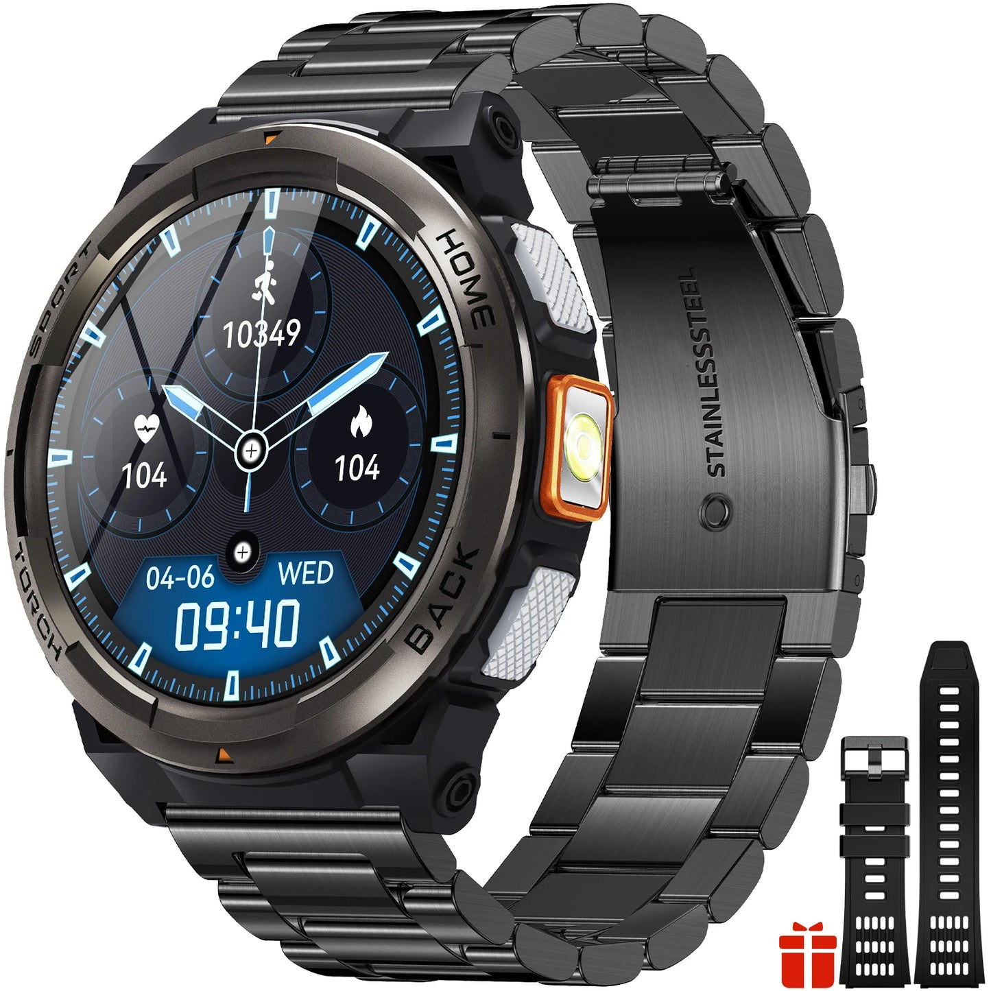 EIGIIS 1.45 Inch Smart Watch KE5 Waterproof Sports Watch with Compass Altimeter LED Flashlight - Joanie B 25