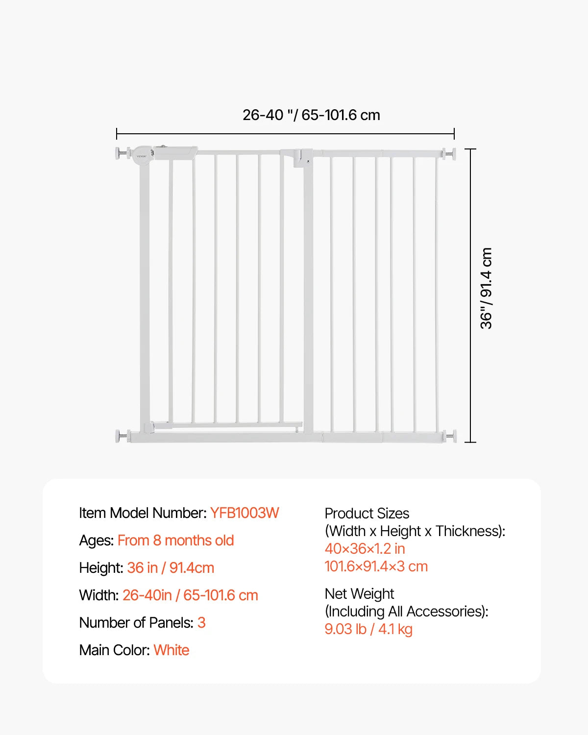 SucceBuy Baby Gate 28 30 36 Inch Walk Through Pressure Mount
