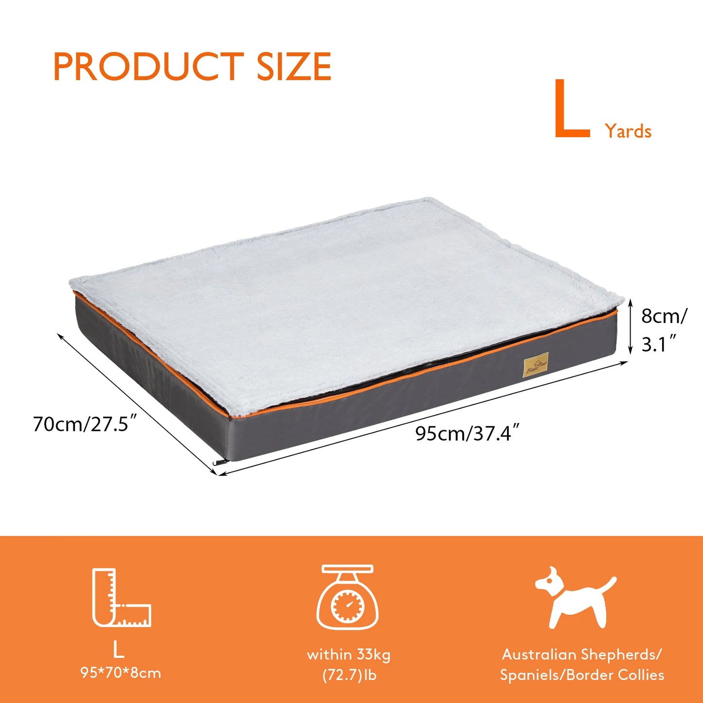 Large Padded Orthopedic Dog Bed with Washable Cover Foam Cushion Pets Pillow Bed - Joanie B 25