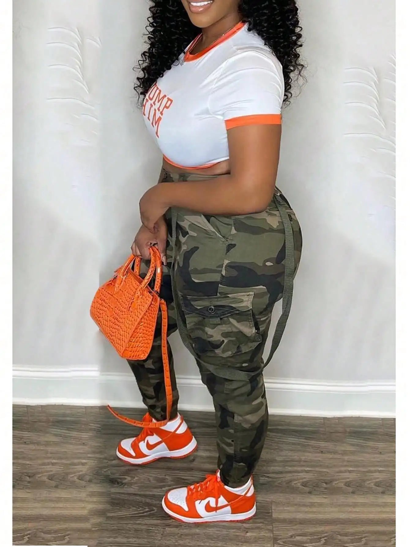 Womens Y2K Camo Cargo Pants High Waisted Army Fatigue