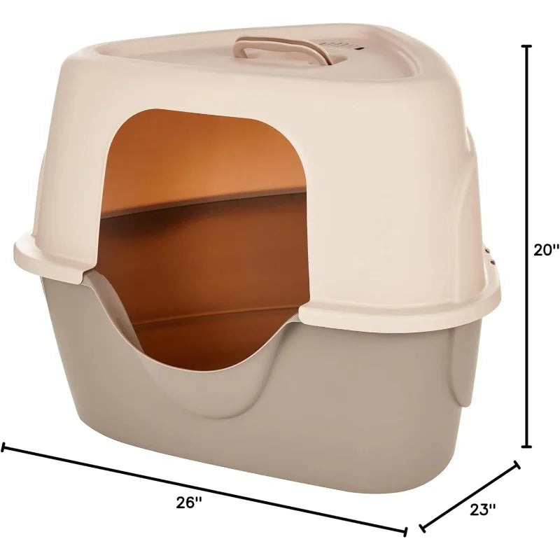 Amazon Basics Cat Litter Box with Lid No Mess Standard Unisex Charcoal 26 Inch x 23 Inch x 20 Inch - Joanie B 25