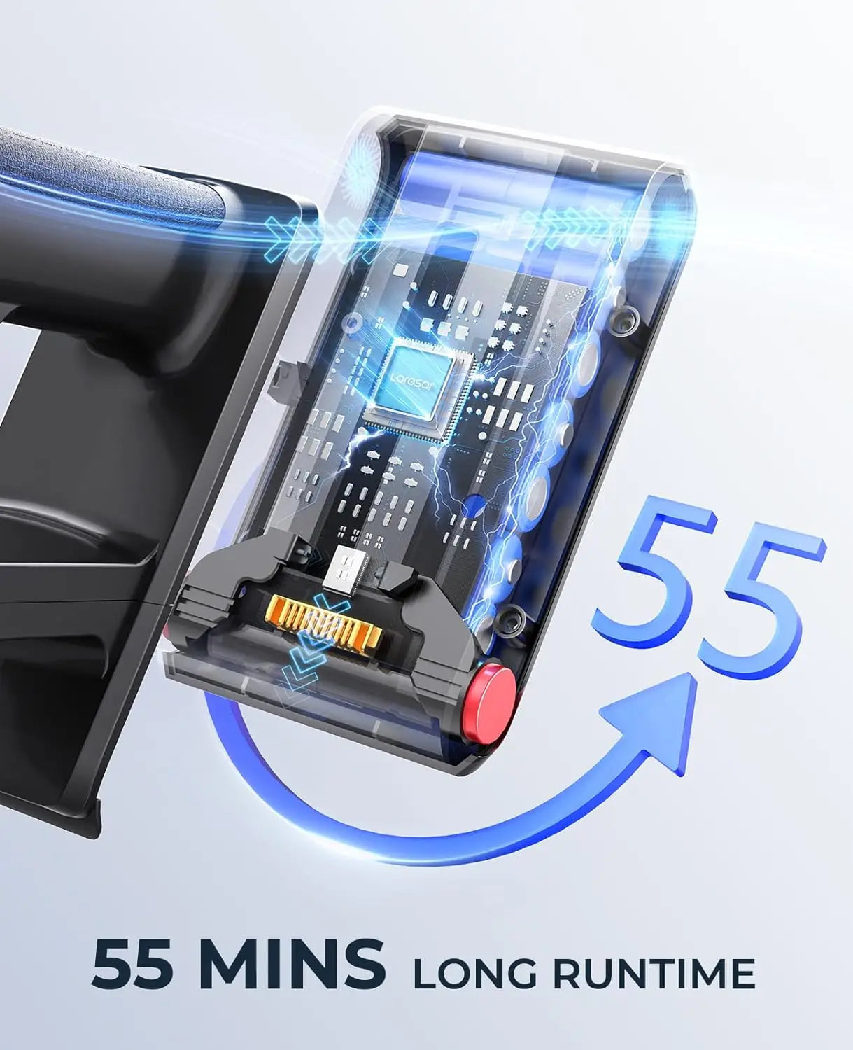 Laresar Elite 8 Cordless Vacuum Cleaner Handheld Home Appliance 450W Powerful Smart Home Touch Screen 55 Minutes Detachable Battery - Joanie B 25